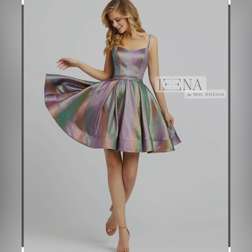IEENA Mac Duggal Rainbow Metallic Dress